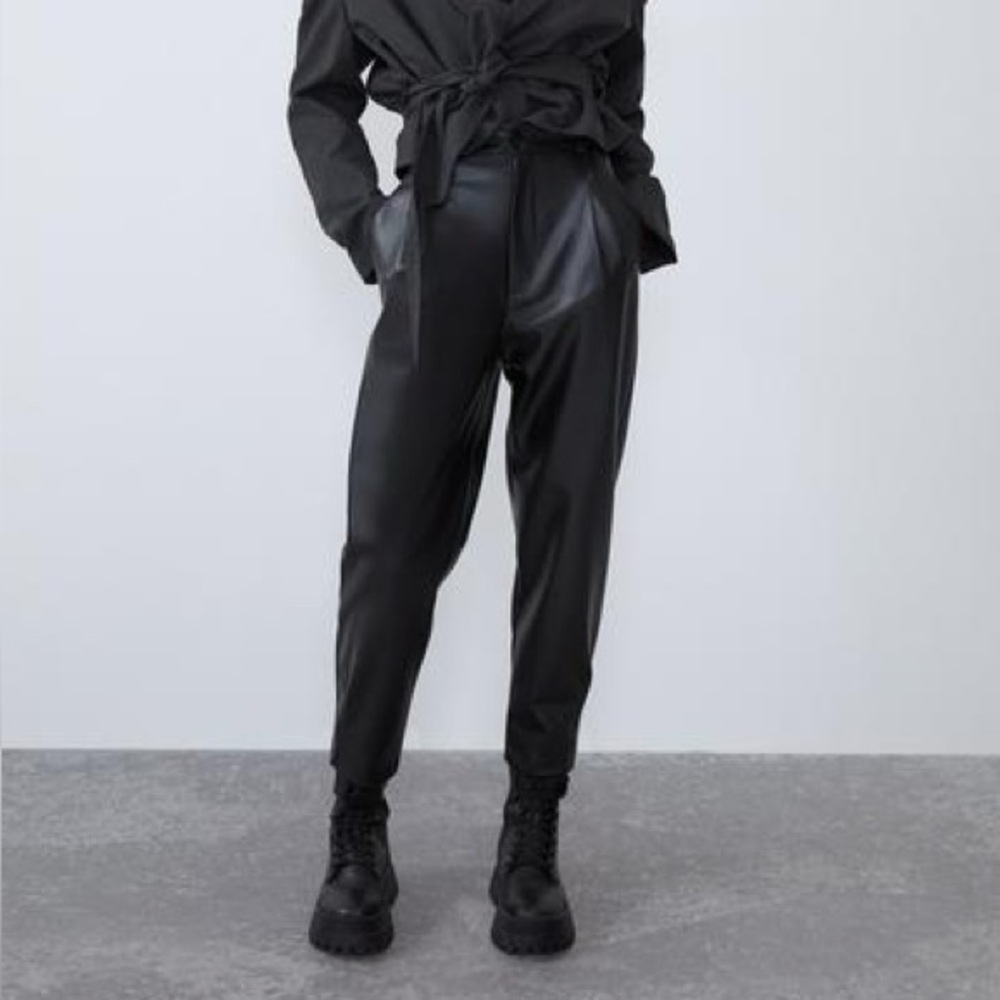 Black Faux Leather Pants